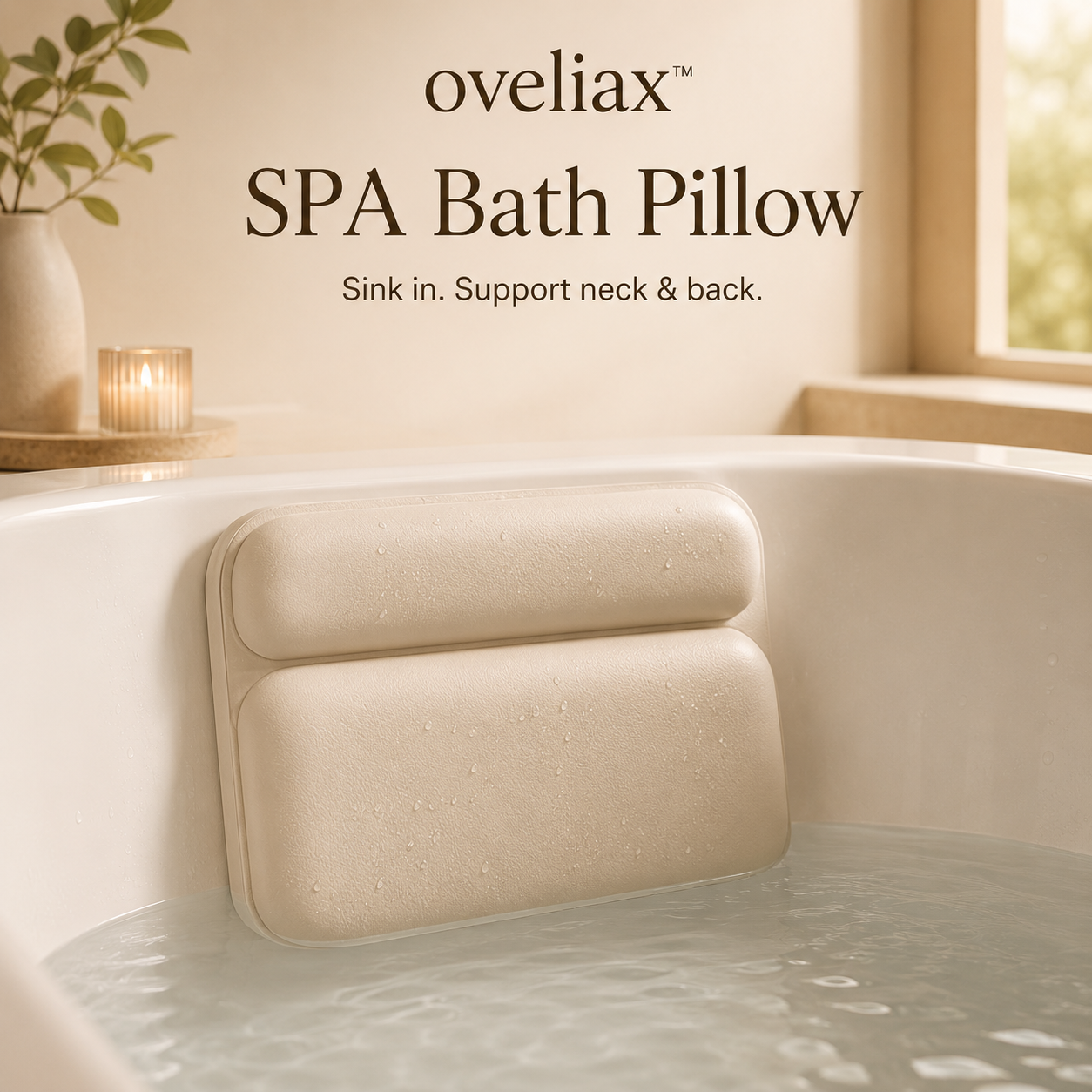 oveliax™ Spa Bath Pillow with Neck & Back Support