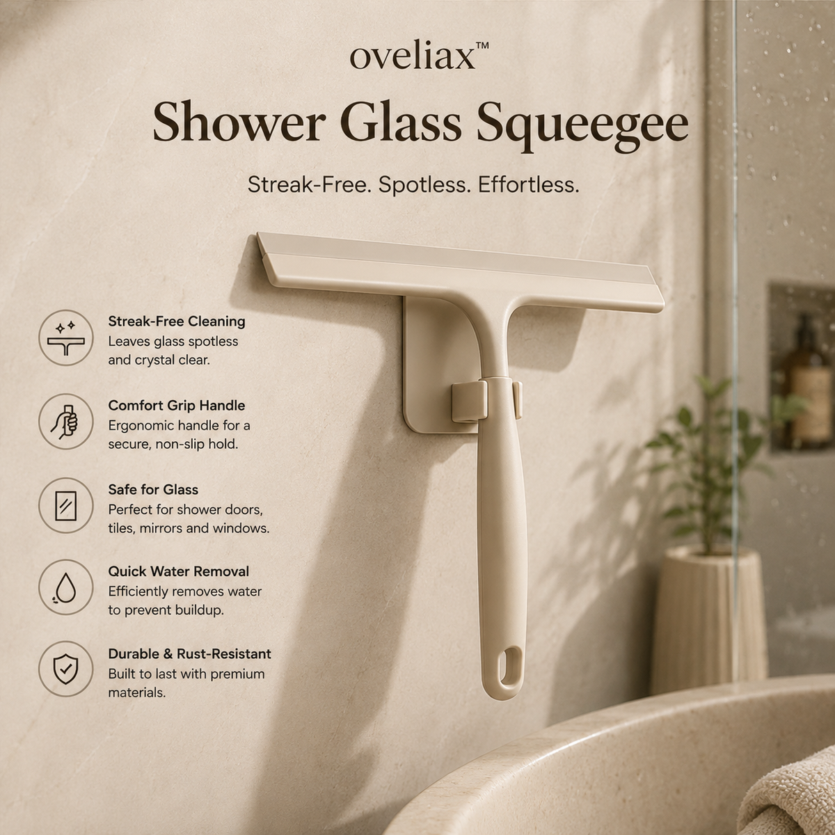 oveliax™ Wall-Mounted Shower Glass Squeegee